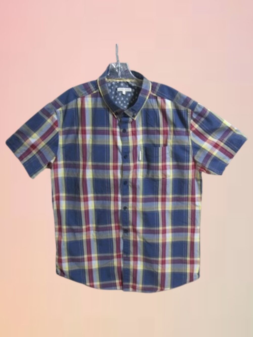Marc Ecko mens shirt size XL short sleeves blue multi plaid